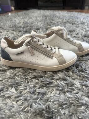 Mephisto Nikita Fashion Sneakers Zipper Sz 7.5 Women White Green Leather EUC